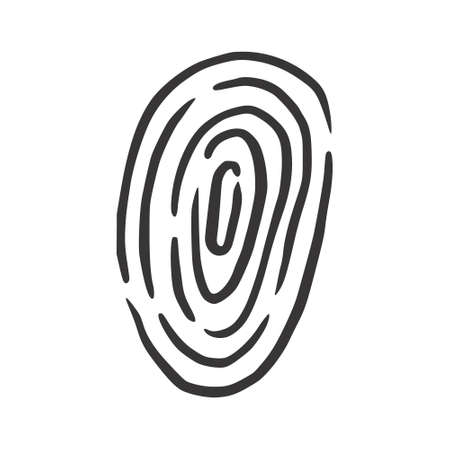 Fingerprint doodle. Hand drawn doodle sketch style. Drawing line simple detective fingerprint. Isolated vector illustration.のイラスト素材