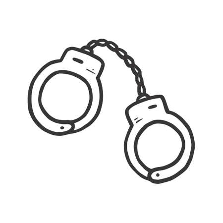 Handcuffs vector illustration. Hand drawn sketch doodle scribble style. Crime handcuff sketch icon.のイラスト素材