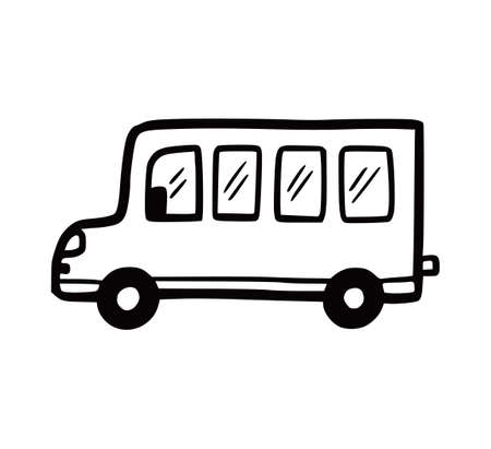 Bus car. Doodle sketch scribble style. Hand drawn funny bus vector illustration.のイラスト素材