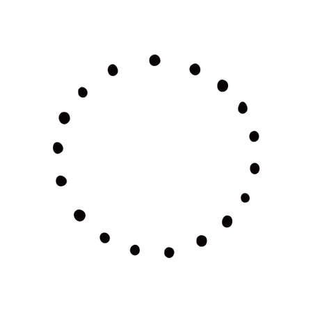 Hand drawn circle dot badge. Rustic, grunge style circle badge for frame, label, burst border. Vector illustration. Drawn brush scribble line.のイラスト素材