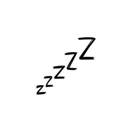 Sleep zzzz doodle symbol set. Sleepy dream icon. Doodle comic sketch style vector illustration.のイラスト素材