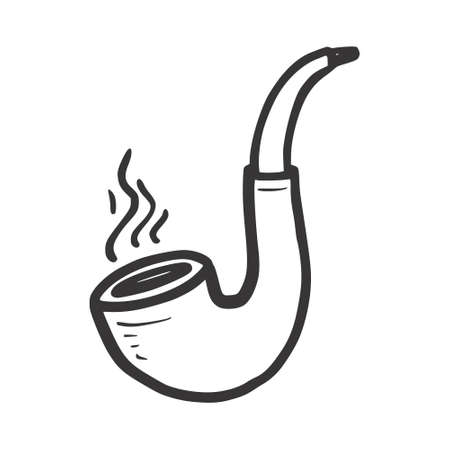 Smoking pipe doodle. Hand drawn doodle sketch style. Drawing line simple smoke pipe icon. Isolated vector illustration.のイラスト素材