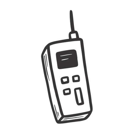 Talkie walkie doodle. Hand drawn doodle sketch style. Drawing line simple talkie walkie icon. Isolated vector illustration.のイラスト素材