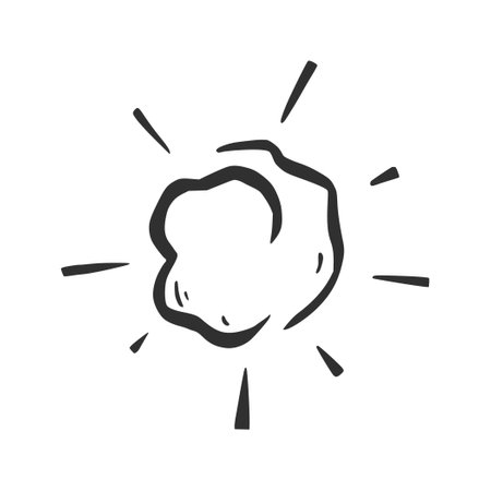 Hand drawn explosion cloud, splash smoke element. Comic doodle sketch style. Splash cloud icon. Isolated vector illustrationのイラスト素材