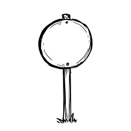 Sketch direction sign. Hand drawn doodle style. Wooden signpost. Vector illustration.のイラスト素材