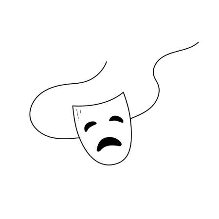 Theater drama mask outline icon. Actor face mask isolated line drawing element. Vector illustrationのイラスト素材