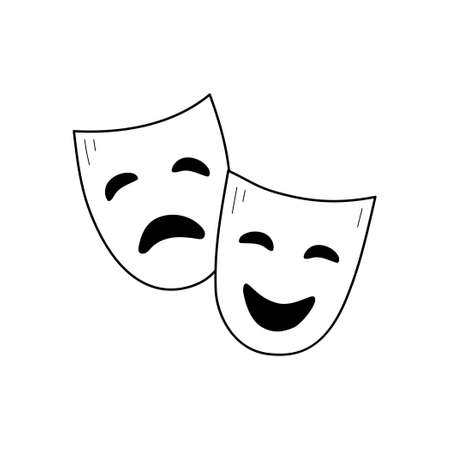 Theater drama mask outline icon. Actor face mask isolated line drawing element. Vector illustrationのイラスト素材