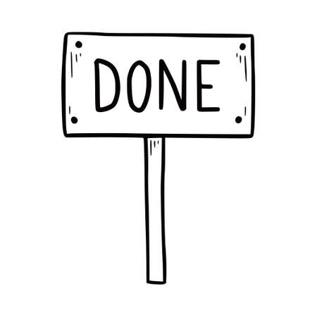 Great job element with done text. Doodle sketch scribble style. Hand drawn done board vector illustration.のイラスト素材