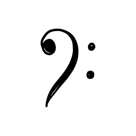 Music note doodle drawn style. Hand drawn sketch musical note element. Melody symbol, black shape vector illustration isolated.のイラスト素材