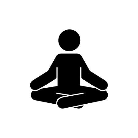 Yoga pictogram icon man. Yoga pose, meditate practice, relax pictogram man. Health, meditate, concentrate symbol. Vector illustration.のイラスト素材