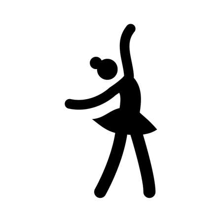 Dance ballet woman figure icon. Black ballerina pictogram silhouette. Ballet dancer pose. Isolated vector illustration.のイラスト素材