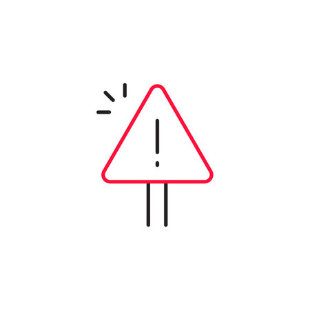Alert, risk sign line icon. Caution, warning, exclamation mark thin editable line stroke icon. Alert information, accident notification vector illustration.のイラスト素材