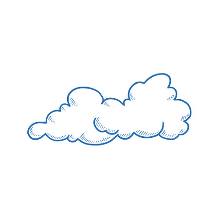 Hand drawn cloud set. Doodle sketch style cloud. Simple outline scribble draw. Vector illustration.のイラスト素材