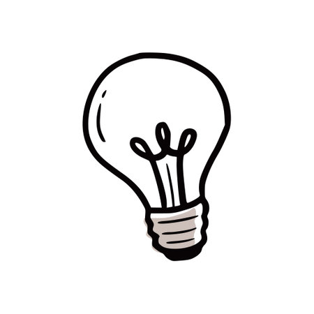 Lamp bulb element. Doodle sketch scribble style. Hand drawn light bulb vector illustration for idea icon.のイラスト素材