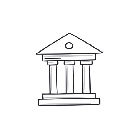 undefinedBank building doodle. Financial building hand drawn sketch style icon. Bank comic doodle drawn concept. Vector illustration.のイラスト素材
