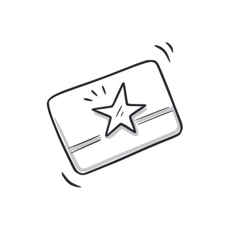 Bonus card doodle icon. Loyalty program coupon card hand drawn sketch style icon. Bonus earn, discount program doodle drawn concept. Vector illustration.のイラスト素材