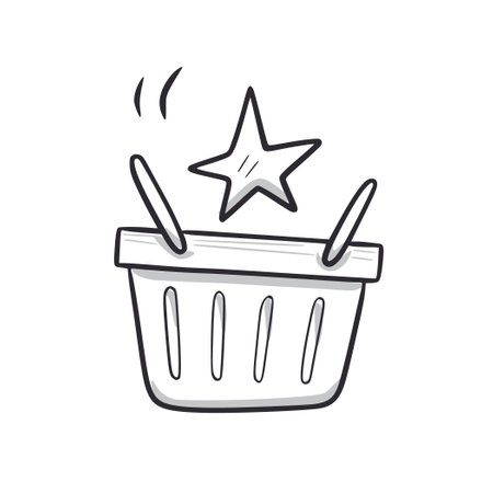 Reward bonus shopping box doodle icon. Shopping bag hand drawn sketch style icon. Loyalty program, gift point doodle drawn concept. Vector illustration.のイラスト素材