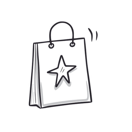 Reward bonus shopping box doodle icon. Shopping bag hand drawn sketch style icon. Loyalty program, gift point doodle drawn concept. Vector illustration.のイラスト素材