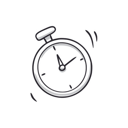 Timer watch doodle icon. Stopwatch clock hand drawn sketch style icon. Time stop, start, countdown doodle drawn concept. Vector illustration.のイラスト素材