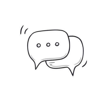 Speech bubble doodle. Message speech bubble hand drawn sketch style icon. Dialog, talk comic doodle drawn concept. Vector illustrationのイラスト素材