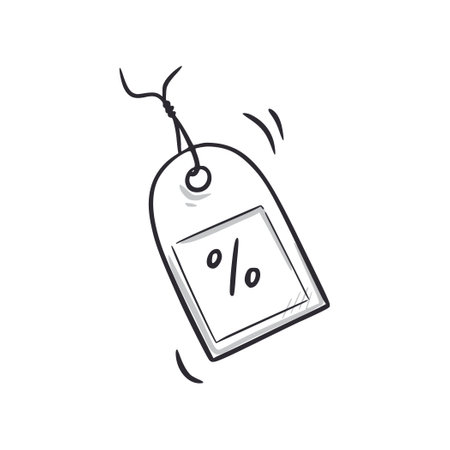 Bonus coupon voucher doodle icon. Gift bonus coupon hand drawn sketch style icon. Loyalty program, gift doodle drawn concept. Vector illustration.のイラスト素材