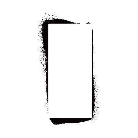 Stencil spray paint frame. Grunge graffiti style black frame. Isolated vector illustration with drop paint border. Stencil spray effect.のイラスト素材