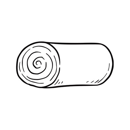 Hand drawn rolled haystack. Doodle sketch style. Drawing line simple haystack icon. Isolated vector illustration.のイラスト素材