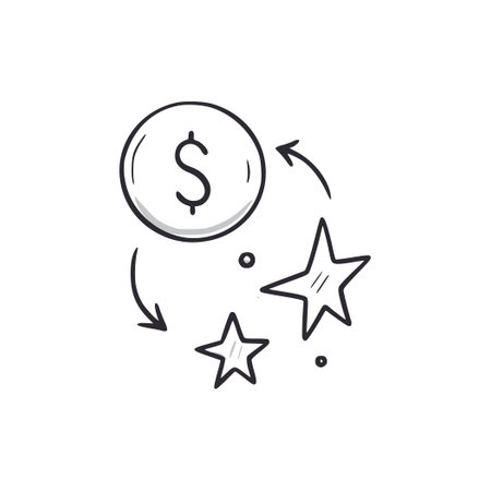 Bonus point earn doodle icon. Reward bonus point exchange hand drawn sketch style icon. Loyalty program, gift doodle drawn concept. Vector illustration.のイラスト素材