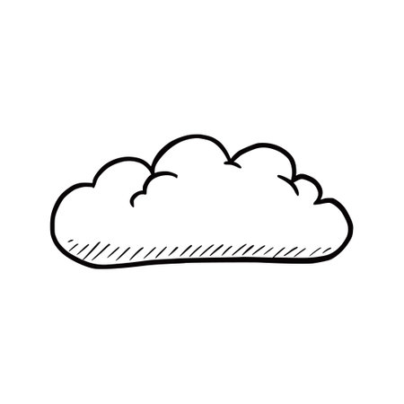 Hand drawn cloud set. Doodle sketch style cloud. Simple outline scribble draw. Vector illustration.のイラスト素材
