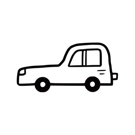 Doodle car. Funny sketch scribble style. Hand drawn toy car vector illustration.のイラスト素材