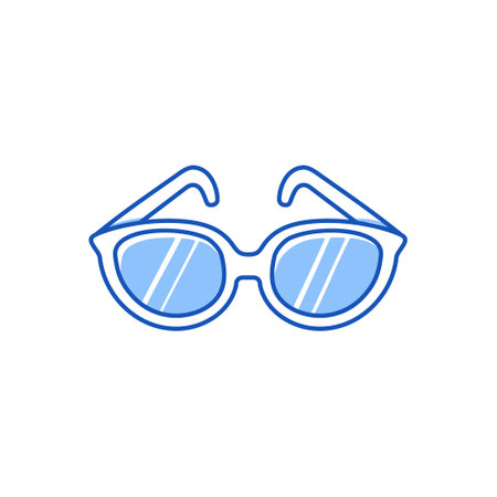 Sun glasses doodle. Hand drawn sketch doodle style sun glasses. Blue pen line stroke isolated element. Fashion, hipster concept. Vector illustrationのイラスト素材