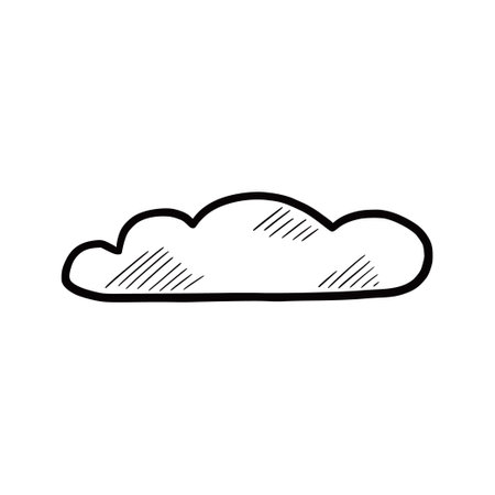 Hand drawn cloud set. Doodle sketch style cloud. Simple outline scribble draw. Vector illustration.のイラスト素材