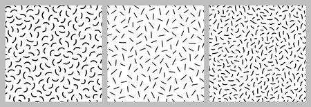 Small dash pattern on white background set. Hand drawn small black dash seamless pattern. Simple minimal abstract, geometric texture design seamless background. Vector illustrationのイラスト素材
