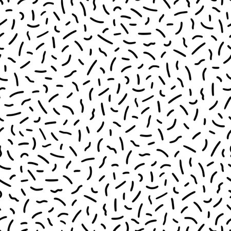 Small dash pattern on white background. Hand drawn small black dash seamless pattern. Simple minimal abstract, geometric texture design seamless background. Vector illustrationのイラスト素材
