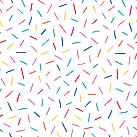 Donut, sweet confetti background. Sweet cake, donut confetti texture, seamless pattern. Colorful candy topping seamless background wallpaper. Vector illustrationのイラスト素材