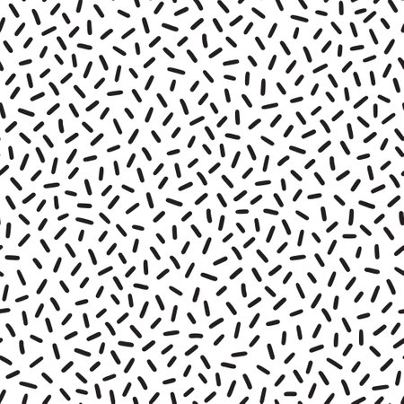 Small dash pattern on white background. Hand drawn small black dash seamless pattern. Simple minimal abstract, geometric texture design seamless background. Vector illustrationのイラスト素材