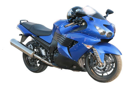 The big beautiful dark blue brilliant motorcycle on a white background.の写真素材