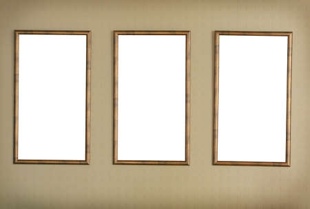 Three metal rectangular vertical frameworks on  textural wall.の写真素材