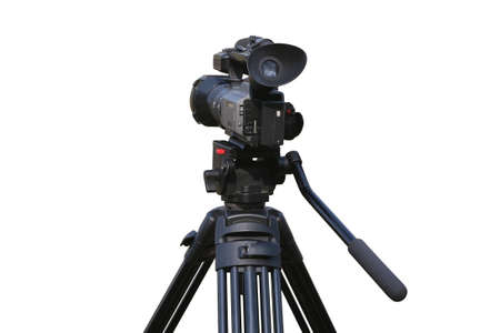 Professional videocamera on mount isolated.