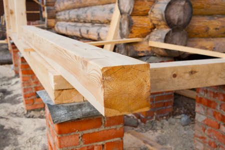 Building of new country log houseの写真素材