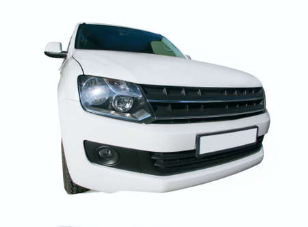  big white modern off-road car  isolatedの写真素材