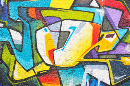 Colourful drawing of graffiti on concrete wallのeditorial素材