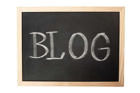 Word blog written on black blackboardの写真素材
