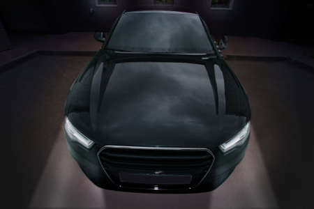 beautiful black powerful sports carの写真素材