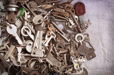 Background from old metal keysの写真素材
