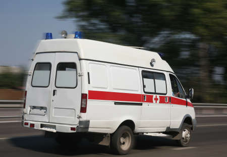 car of medical care goes on the roadの写真素材