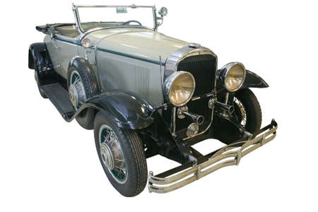ancient beautiful restavrirovanny car on the whiteのeditorial素材