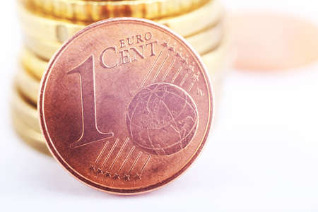 copper coin one euro cent close upの写真素材