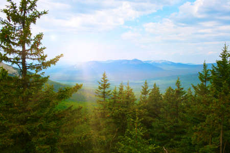 beautiful sunrise over plateau in valleyの写真素材