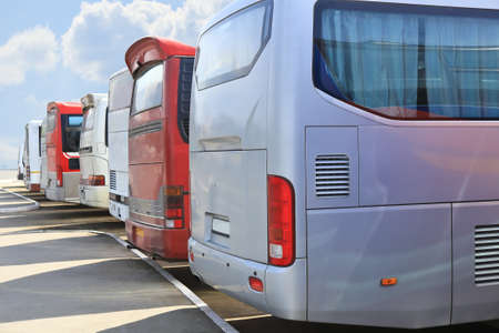 bus station with the parked busesの写真素材